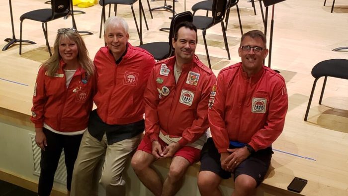 Sporting original McDonald’s HS Band Jackets: Karen Mietz Altman, Tom Blanchard, Keith Marks, David Lang porting original McDonald’s HS Band Jackets